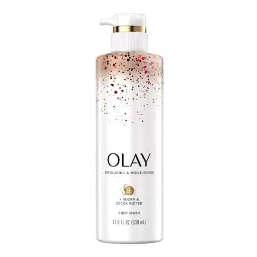 Gel douche exfoliant et hydratant au sucre et beurre de cacao OLAY 530ml