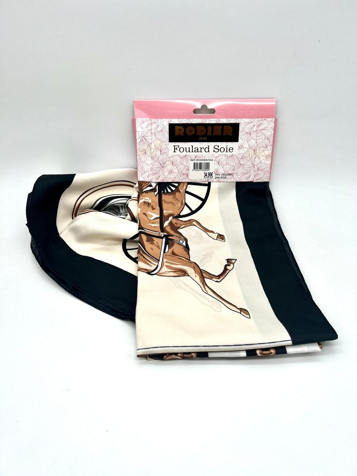 Foulard en Soie-Viscose 132x132cm RODIER cheval