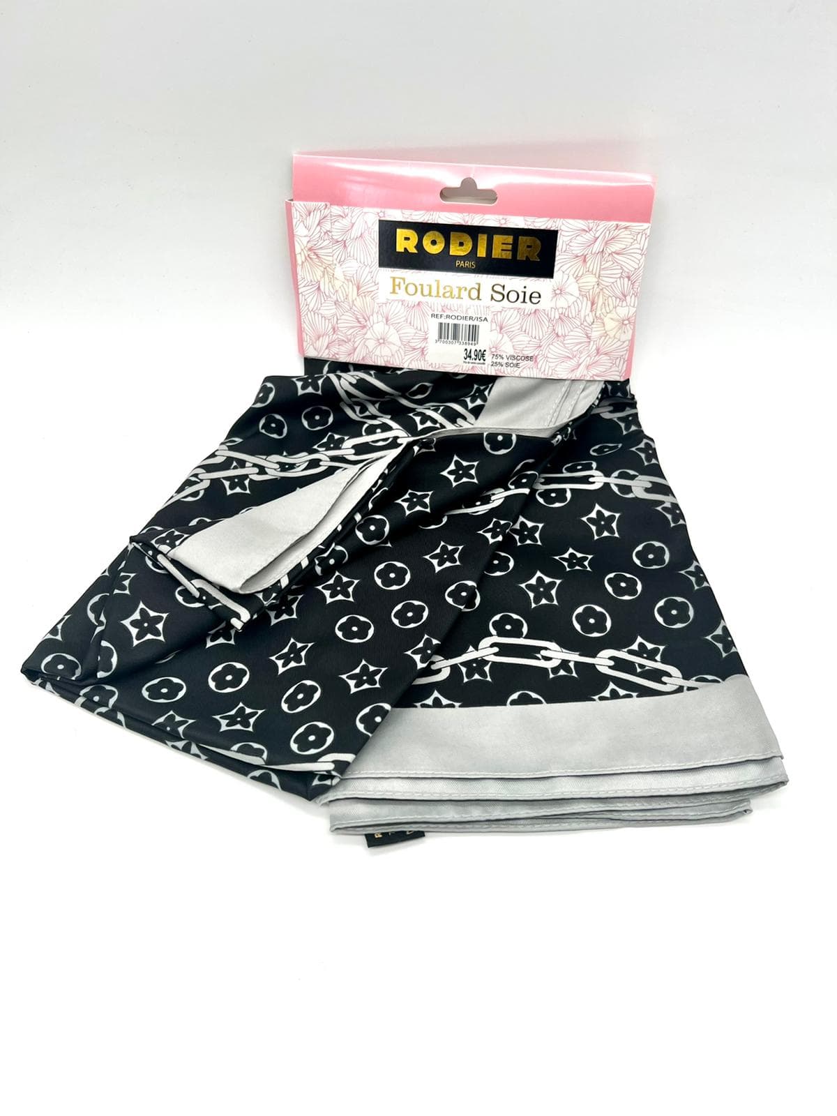 Foulard en Soie-Viscose 132x132cm RODIER noir