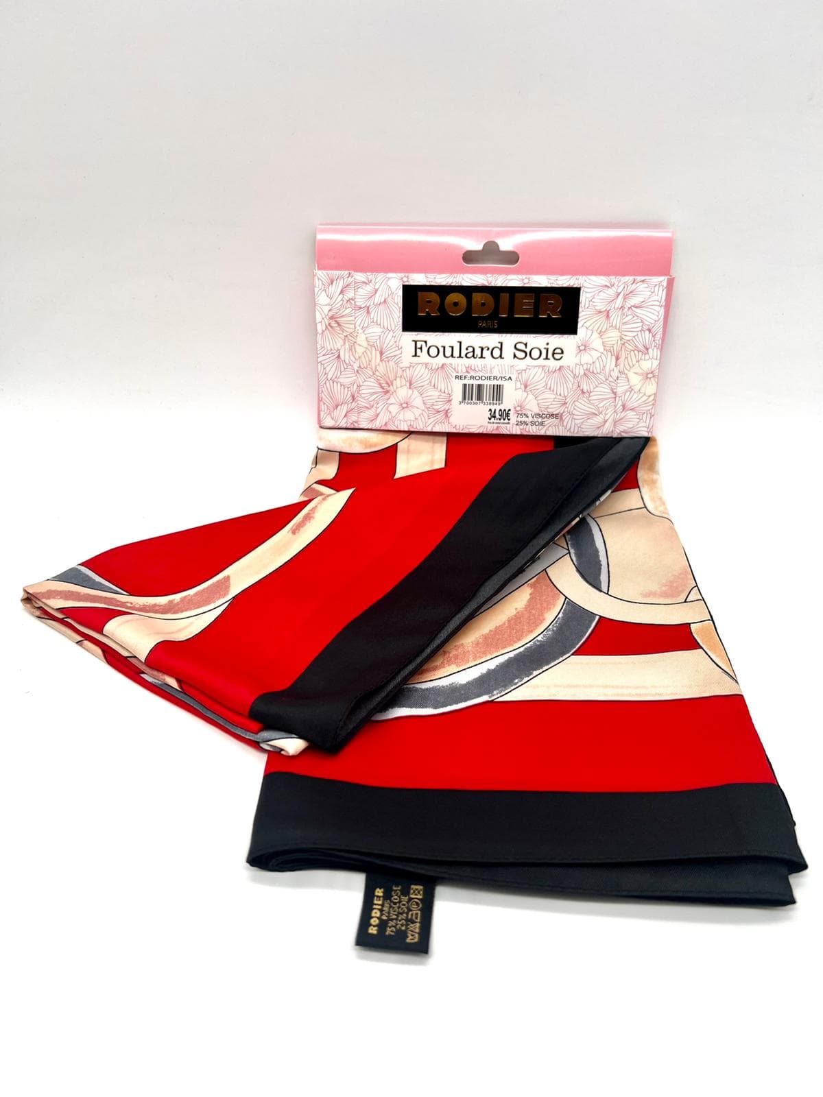 Foulard en Soie-Viscose 132x132cm RODIER rouge